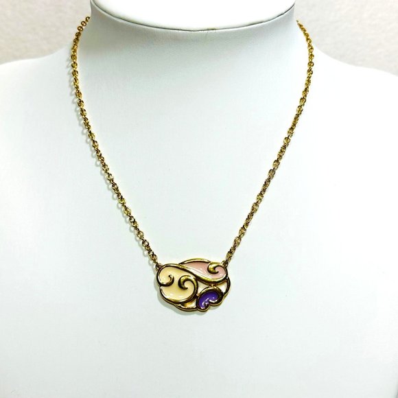 Vintage Monet Enameled Necklace - Picture 2 of 7